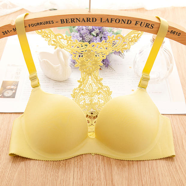 A Y type the United States back Seamless Halter sexy gather adjustable bra small chest thick Underwear