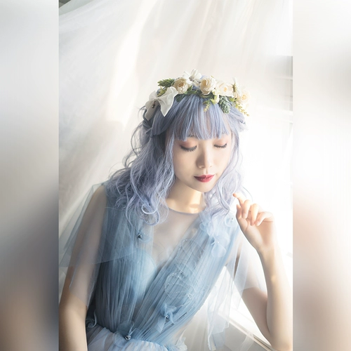 Волнистый кудрявый розово-фиолетовый парик, стиль Лолита