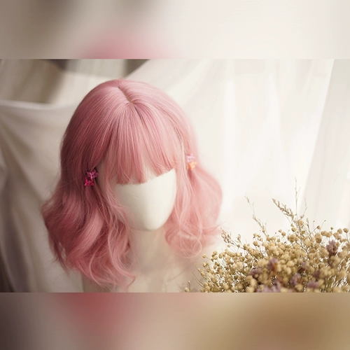 Волнистый кудрявый розово-фиолетовый парик, стиль Лолита