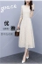 Xuân 2019 phiên bản Hàn Quốc của nàng tiên nữ gầy Pháp Pháp Slim cỡ lớn ren dài tay áo dài - Váy eo cao váy xòe xếp ly eo	 Váy eo cao