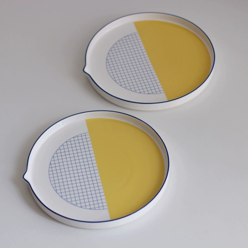 [Mengtian Liangpin] Creative INS Classic Yellow Blue Launcher Ceramics Plate/Light Food Postering Artifact