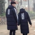 Áo khoác cotton mùa đông Phiên bản Hàn Quốc của áo khoác mỏng nam và nữ trong phần dài trên đầu gối trùm xuống áo khoác cotton nam Trang phục Couple