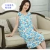 Nhân tạo cotton mùa hè trung niên nightdress phụ nữ cộng với phân bón để tăng cotton lụa nightdress loose phụ nữ mang thai váy lụa