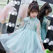 Cô gái mới thêu mùa hè váy cổ tích sợi váy Hanfu bé gái công chúa nước ngoài váy 7-8-9-10 tuổi - Váy