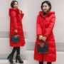 Bông áo dài phần trên đầu gối dày kích thước lớn bông áo khoác 2018 mùa đông mới xuống cotton pad in ấn sinh viên Hàn Quốc áo khoác mẫu áo phao nữ đẹp 2019