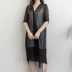 Z loạt ● trung tâm thu hồi tủ mùa hè của phụ nữ 2018 mới V-Cổ cardigan linen màu rắn over-eo áo len mỏng