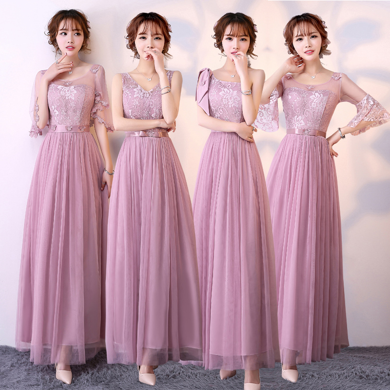 Розовое кружевное длинное платье