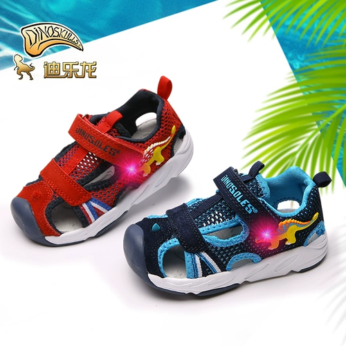 Динозавр, сандалии подходит для мужчин и женщин для девочек для раннего возраста, нескользящая обувь для младенца, 3 лет, мигающий свет, мягкая подошва