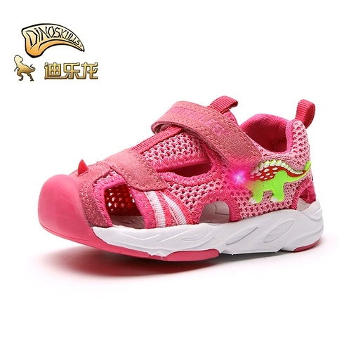 Динозавр, сандалии подходит для мужчин и женщин для девочек для раннего возраста, нескользящая обувь для младенца, 3 лет, мигающий свет, мягкая подошва