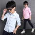 Quần áo trẻ em boy 15 áo mùa hè dài tay con lớn 12 tuổi của trẻ em áo 10 Hàn Quốc phiên bản của áo sơ mi cotton mỏng triều Áo sơ mi
