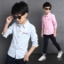 Quần áo trẻ em boy 15 áo mùa hè dài tay con lớn 12 tuổi của trẻ em áo 10 Hàn Quốc phiên bản của áo sơ mi cotton mỏng triều