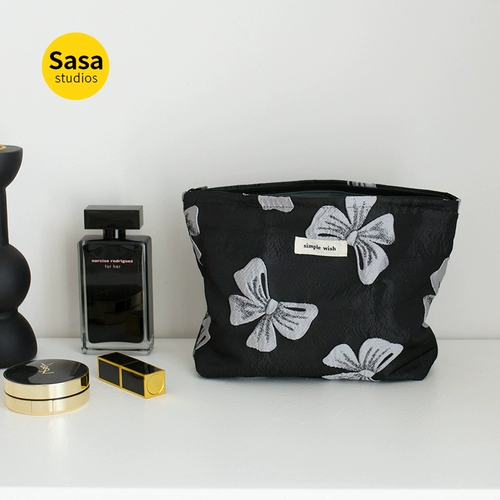 Косметичка с бантиком, портативная сумка для хранения для путешествий, вместительное и большое молочко, изысканный стиль