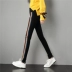 Mùa xuân 2019 phiên bản Hàn Quốc của quần cạp cao và quần legging dài mặc nữ sọc đen bên phiên bản Hàn Quốc của quần chân hoang dã - Khởi động cắt