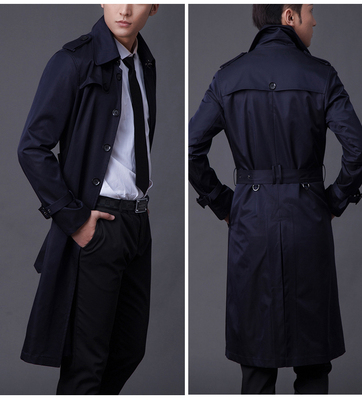 Mùa xuân và Mùa Thu Châu Âu và Hoa Kỳ cá tính Slim hàng duy nhất người đàn ông Hàn Quốc áo gió kinh doanh bình thường phần dài cộng với phân bón XL áo khoác
