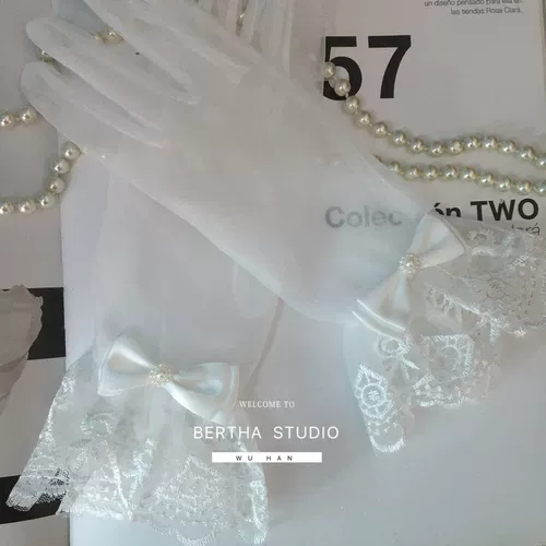 Bertha Кружевной кварц с бантиком, перчатки, аксессуар, свадебный аксессуар