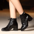 [Đặc biệt hàng ngày] Giày da của Anh Martin Boots với gót chân dày Boots giày của phụ nữ bằng sáng chế da Dancing Boots ngắn Giày ống