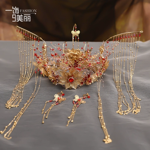 Аксессуар для волос для невесты, красный комплект с кисточками, 2020, китайский стиль
