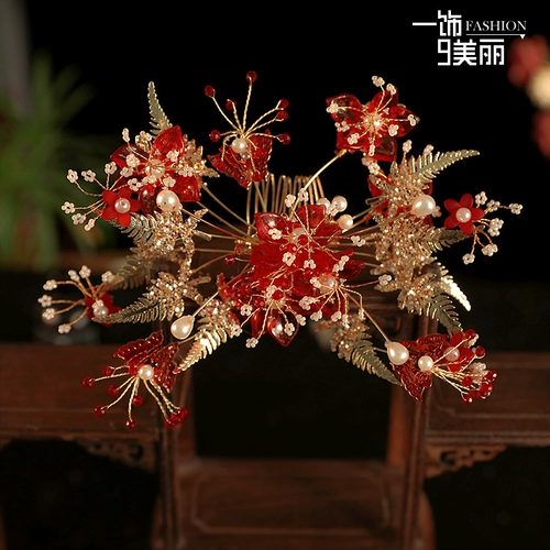 Традиционный свадебный наряд Сюхэ, красный аксессуар для волос для невесты, классический комплект с кисточками, вечернее платье, китайский стиль, дракон и феникс