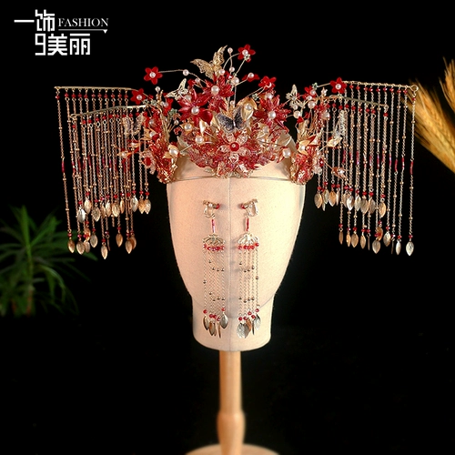 Красный аксессуар для волос для невесты с кисточками, коллекция 2021, из Малайзии, китайский стиль