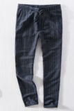 Мужские японские летние дышащие штаны, на шнурках, свободный прямой крой, из хлопка и льна