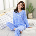 Mới lớn kích thước bông lụa đồ ngủ của phụ nữ dài- tay bông lụa chiếc áo đan len mỏng phần tháng quần áo mùa xuân và mùa thu mùa hè nhân tạo bông phù hợp với Bộ Pajama