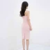 Hoa Li Ze 2019 xuân hè mới cửa hàng thời trang nữ tùy chỉnh xiên cổ áo treo cổ váy váy - Váy eo cao 	váy hack eo Váy eo cao