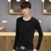 2017 mùa thu người đàn ông mới của dài tay t-shirt nam phần mỏng cổ tròn màu rắn thanh niên mùa thu quần áo Hàn Quốc phiên bản của bông đáy áo Áo phông dài