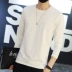 2017 mùa thu người đàn ông mới của dài tay t-shirt nam phần mỏng cổ tròn màu rắn thanh niên mùa thu quần áo Hàn Quốc phiên bản của bông đáy áo áo thun trơn nam Áo phông dài