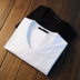Mùa thu nam dài tay T-Shirt màu rắn trắng vòng cổ đáy áo mỏng phần màu trắng tinh khiết kích thước lớn lỏng lòng từ bi 9.9 nhân dân tệ