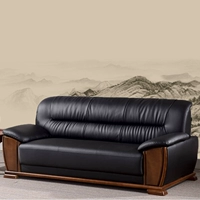 Офисный кожаный диван Комбинация журнального столика Простые и современные бизнес -клиенты получают высококачественное кожаное искусство XIPI Трехместное положение