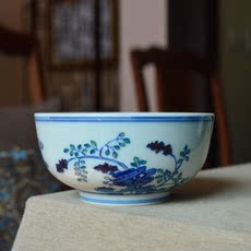 Супница 非青如堂 立明堂 自牧堂斗彩碗全手工仿古青花斗彩灵芝水仙碗