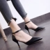 Dép nữ mùa hè với giày cao gót mũi nhọn khóa nhỏ Baotou dép mèo giày gót thấp giày phù dâu hoang dã sandal đế cao Sandal