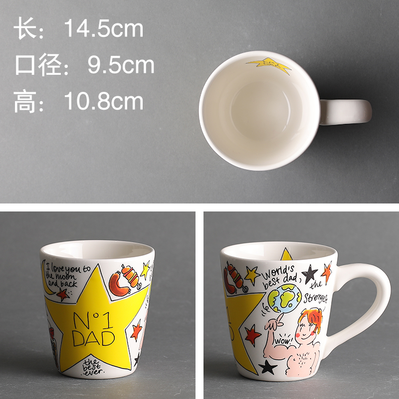 No1 Dad MediumBLOND ceramics tableware Netherlands ma'am household Large medium , please Mug Hand painted bitter cups Capping cup coffee cup cover