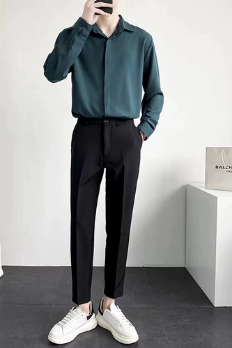 Модный комплект для отдыха, зеленая рубашка, в корейском стиле