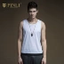 PINLI hè mới quần áo nam cotton cam tay áo cổ tròn tương phản cotton thấm mồ hôi S172514130 - Áo vest cotton