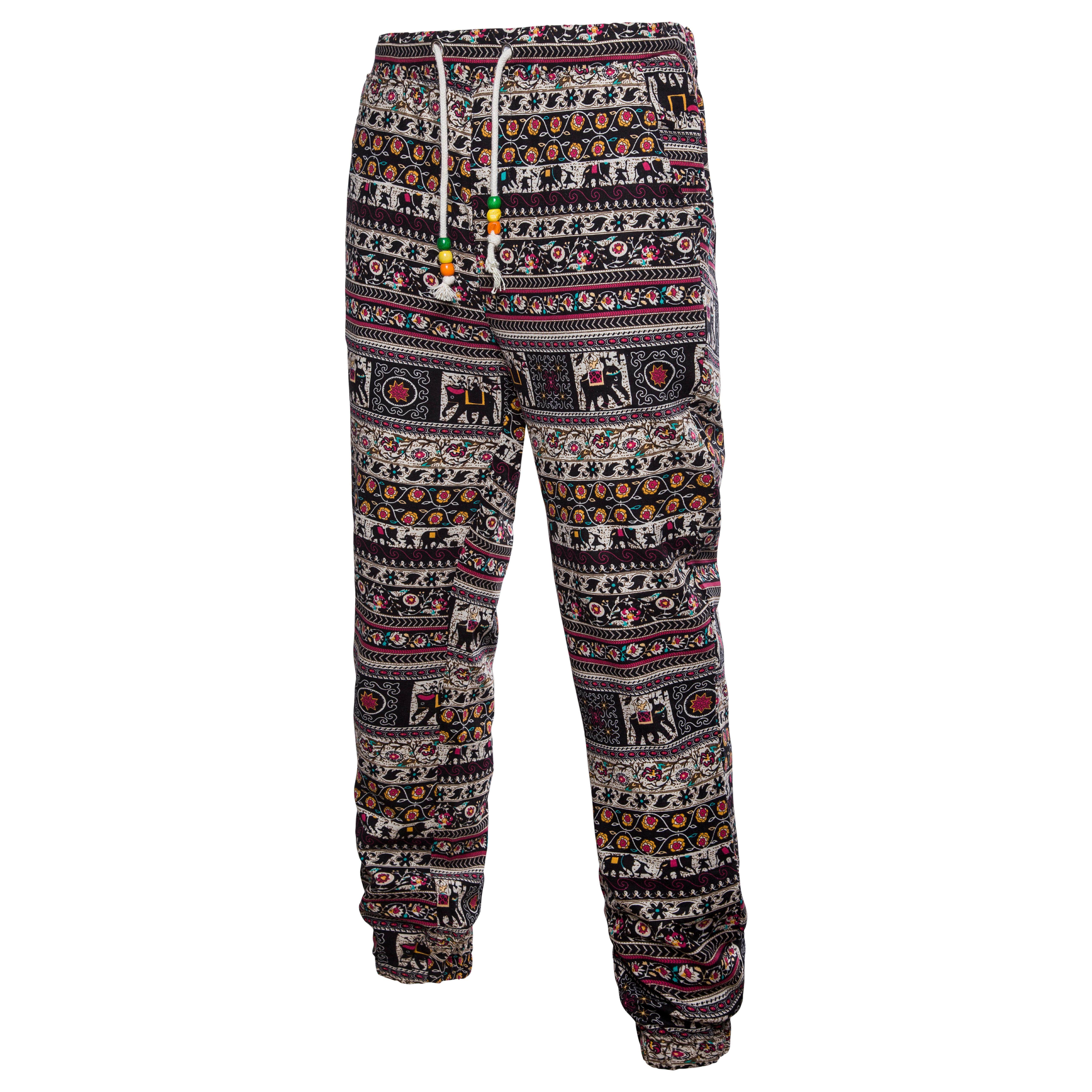 2018外贸新款中国风裤子 民族风花裤亚麻长裤男宽松大码男裤k15