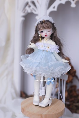 taobao agent Trak {浅 · Light blue*spot} bjd 1/6 point baby dress cute little fairy puff skirt