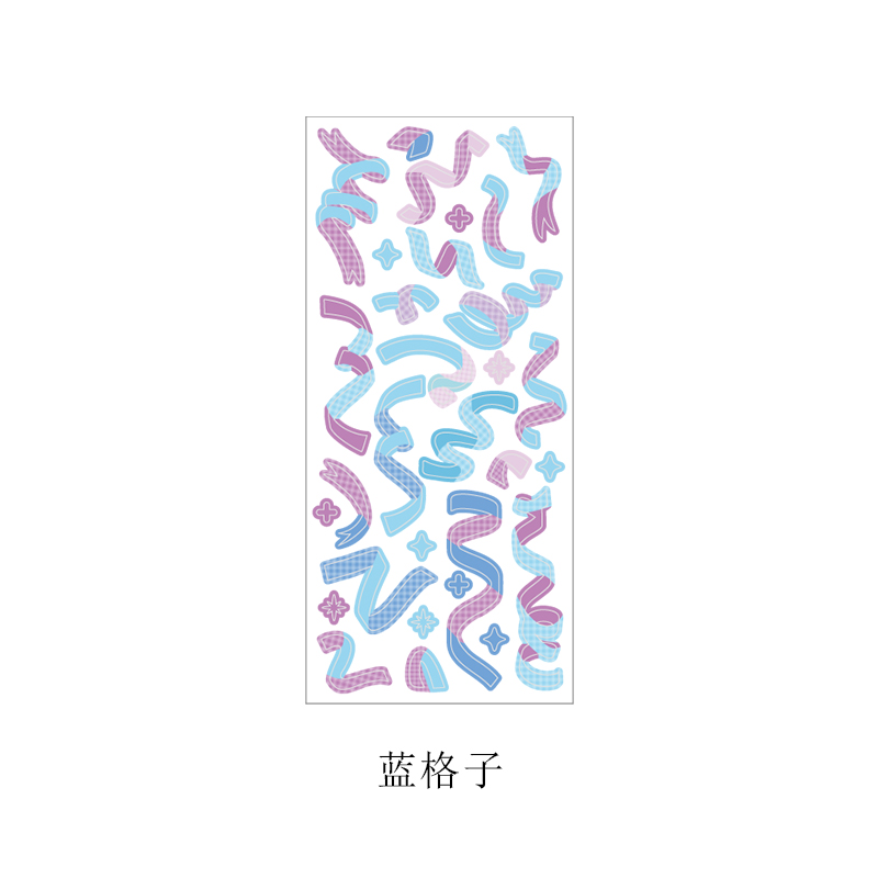 Blue LatticePicking up light silk ribbon coloured ribbon Laser sticker  decorate Salt system originality Simplicity Hand account Basics DIY paste Small card source material