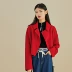 Áo khoác len ngắn màu đỏ nữ mùa đông 2018 mới dài tay áo ve áo lớn hai mặt áo khoác Taiping chim quần áo phụ nữ - Áo len lót đôi áo khoác lông cừu nữ Áo len lót đôi