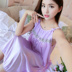 Cộng với phân bón xl nightdress nữ chất béo mm200 kg mùa hè sling sexy băng lụa ren dài chiffon đồ ngủ váy đầm đẹp Đêm đầm