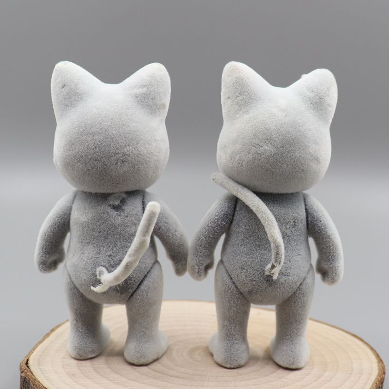 Genuine Forest Belle Family Girl Play House Simulation Mini Flocking Dolls-Gray Cat Defective