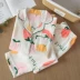 Bộ đồ ngủ bằng vải cotton tinh khiết dành cho phụ nữ mùa xuân và mùa thu quần dài tay áo cardigan mùa hè mỏng phong cách điều hòa nhiệt độ phòng nội thất ở nhà rộng rãi và thoải mái - Bên ngoài ăn mặc