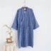 Của nam giới áo ngủ ngắn tay cotton áo choàng tắm mùa xuân và mùa hè phần dài kimono Nhật Bản Han bông gạc đôi bông và linen