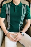 Трикотажная футболка polo, летняя тонкая шелковая трендовая рубашка, облегающий крой, в корейском стиле, короткий рукав