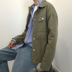 JIWU một số điều Hàn Quốc Dongdaemun ulzzang Harajuku phong cách ve áo lỏng phần mỏng denim jacket coat nam giới và phụ nữ Áo khoác