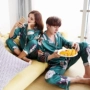 Phim hoạt hình mèo và chó lụa đôi đồ ngủ mùa xuân và mùa thu dễ thương dịch vụ nhà phiên bản Hàn Quốc của băng lụa phù hợp với học sinh nam và nữ couple pijama đẹp