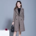 Áo len cashmere một mặt cho phụ nữ trung niên áo gió áo lưới vuông nhỏ trung và áo khoác dài - Trung bình và dài Coat