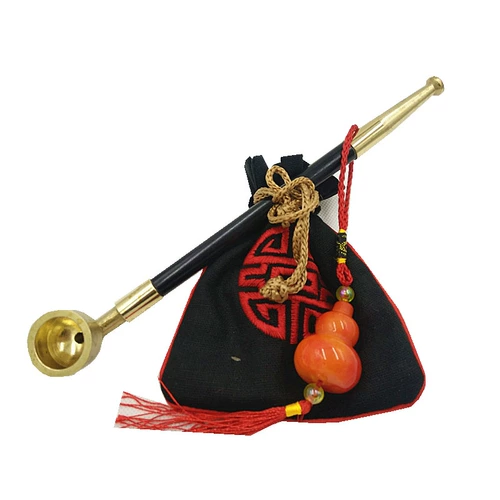 Большая длинная ретро латунная курительная трубка