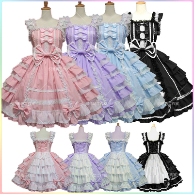 taobao agent Angel's Love Pink Chiffon Princess Skirt Palace -style Gothic Loric Maid Dress Spot