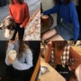 [ELINASEA] Xiaohai tự chế Mùa thu và mùa đông Hàn Quốc của phần cơ bản màu rắn Slim cổ cao chạm đáy áo len đan nữ X quần áo nữ 